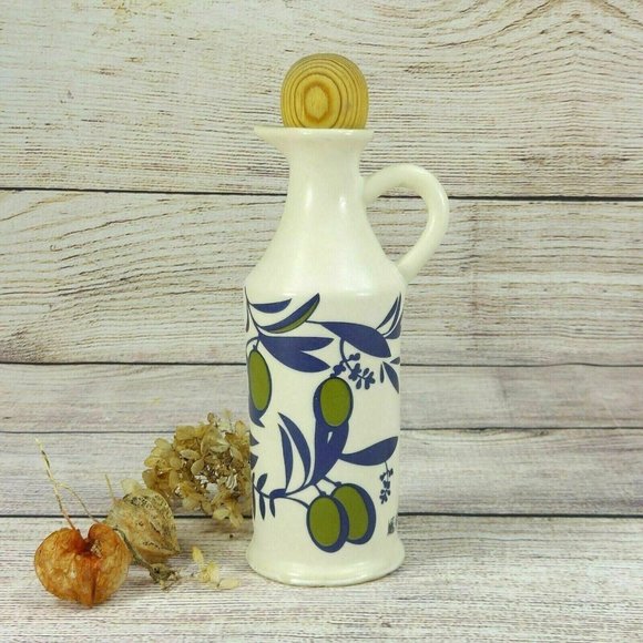 Olive Oil Dispenser Bottle Ceramic Handmade Painted Home Kitchen Decoration - Picture 1 of 10